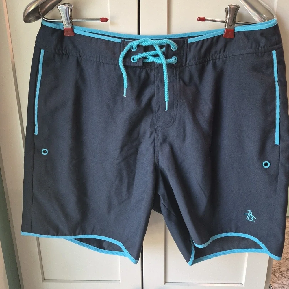 Penguin By Munsing wear Men Built In Liner Swim Trunks Navy Size 32